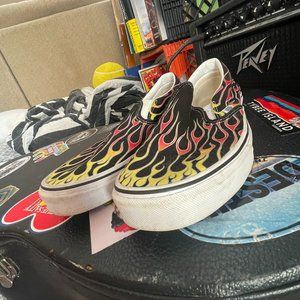 Vans Classic Slip-On Men's Shoes Flames-Black